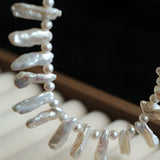 Natural Biwa Baroque Pearl Choker - Artistic Freshwater Pearl Necklace - floysun