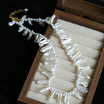 Natural Biwa Baroque Pearl Choker - Artistic Freshwater Pearl Necklace - floysun