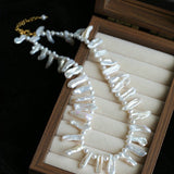 Natural Biwa Baroque Pearl Choker - Artistic Freshwater Pearl Necklace - floysun