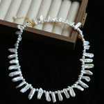 Natural Biwa Baroque Pearl Choker - Artistic Freshwater Pearl Necklace - floysun