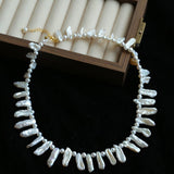 Natural Biwa Baroque Pearl Choker - Artistic Freshwater Pearl Necklace - floysun