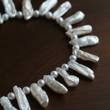 Natural Biwa Baroque Pearl Choker - Artistic Freshwater Pearl Necklace - floysun