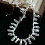 Natural Biwa Baroque Pearl Choker - Artistic Freshwater Pearl Necklace - floysun