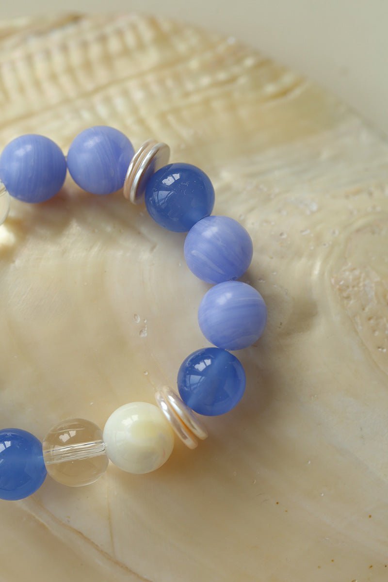 Natural Blue Lace Agate Multi - Stone Beaded Bracelet - floysun