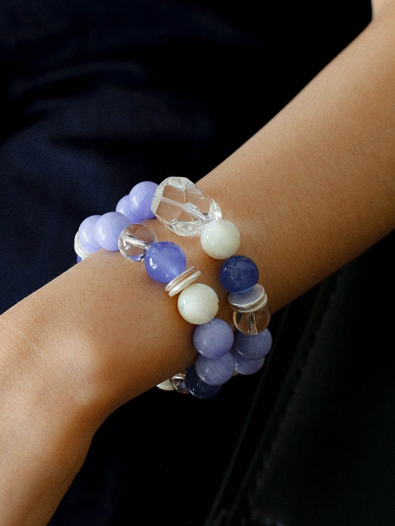 Natural Blue Lace Agate Multi - Stone Beaded Bracelet - floysun