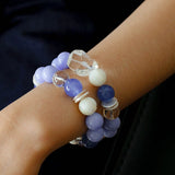 Natural Blue Lace Agate Multi - Stone Beaded Bracelet - floysun