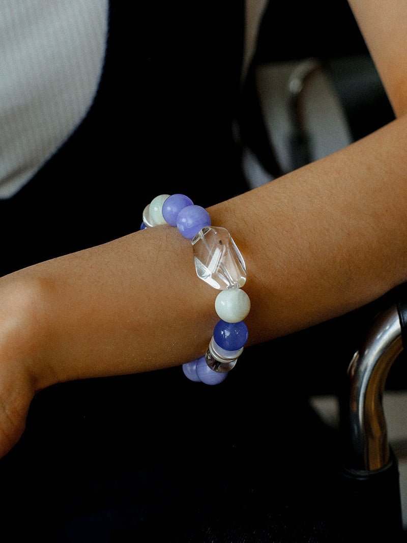Natural Blue Lace Agate Multi - Stone Beaded Bracelet - floysun