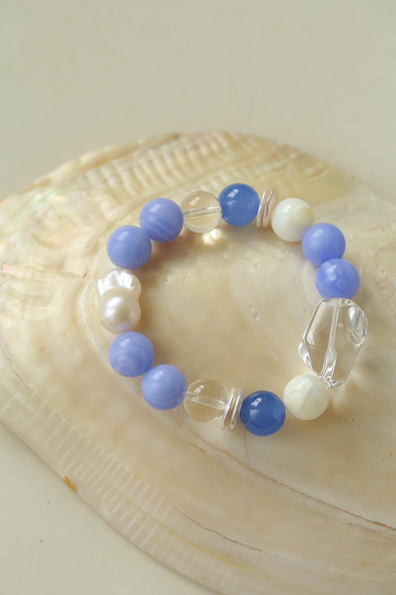 Natural Blue Lace Agate Multi - Stone Beaded Bracelet - floysun