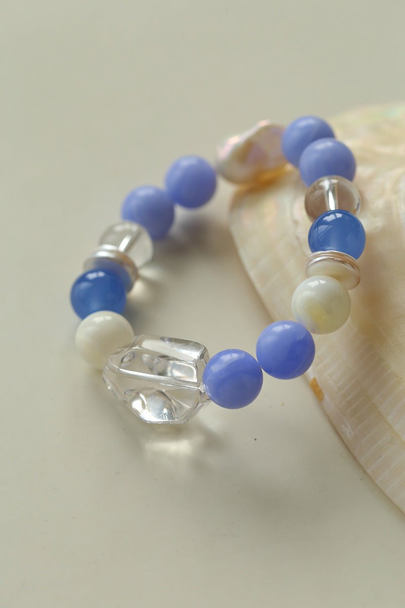 Natural Blue Lace Agate Multi - Stone Beaded Bracelet - floysun