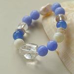 Natural Blue Lace Agate Multi - Stone Beaded Bracelet - floysun