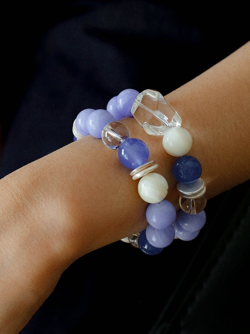 Natural Blue Lace Agate Multi - Stone Beaded Bracelet - floysun