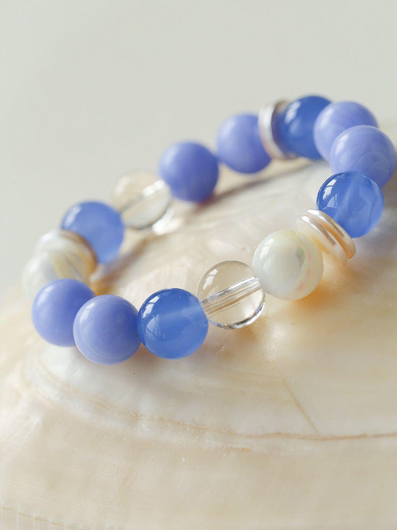 Natural Blue Lace Agate Multi - Stone Beaded Bracelet - floysun