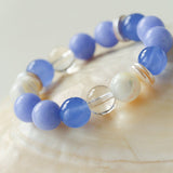 Natural Blue Lace Agate Multi - Stone Beaded Bracelet - floysun
