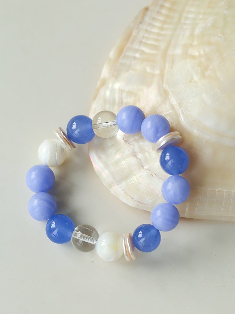 Natural Blue Lace Agate Multi - Stone Beaded Bracelet - floysun