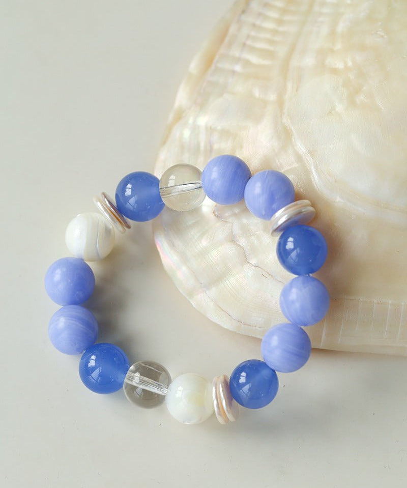 Natural Blue Lace Agate Multi - Stone Beaded Bracelet - floysun
