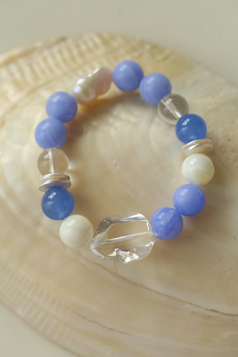 Natural Blue Lace Agate Multi - Stone Beaded Bracelet - floysun