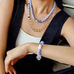Natural Blue Lace Agate Multi - Stone Beaded Bracelet - floysun