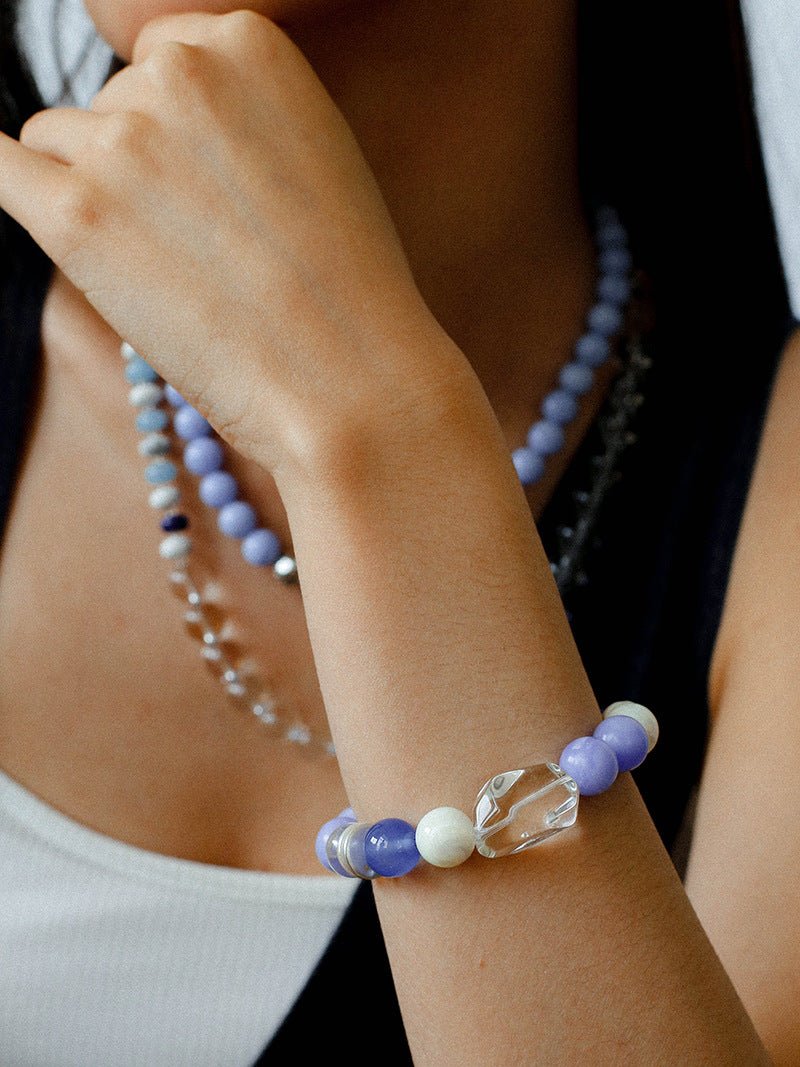 Natural Blue Lace Agate Multi - Stone Beaded Bracelet - floysun