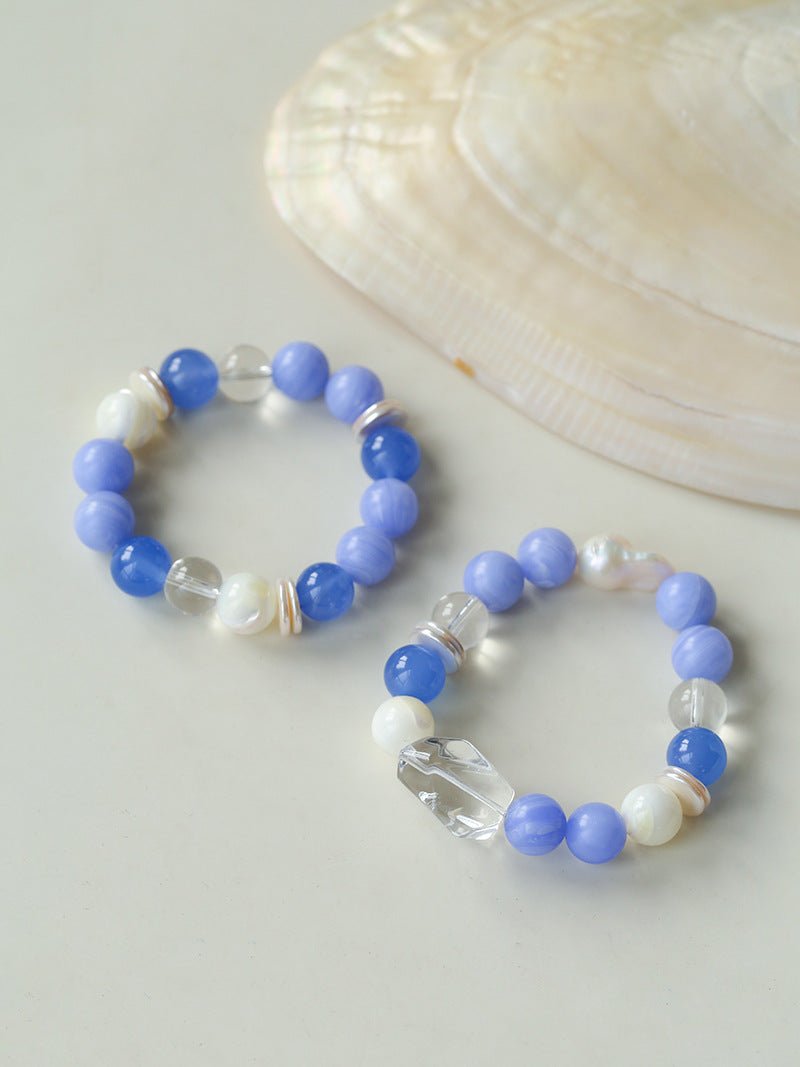 Natural Blue Lace Agate Multi - Stone Beaded Bracelet - floysun