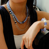 Natural Blue Lace Agate Multi - Stone Beaded Bracelet - floysun