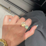 Natural Crystal Pumpkin Bead Ring — Adjustable Twisted Band - floysun