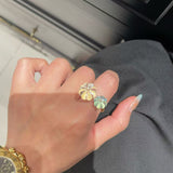 Natural Crystal Pumpkin Bead Ring — Adjustable Twisted Band - floysun