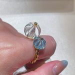 Natural Crystal Pumpkin Bead Ring — Adjustable Twisted Band - floysun