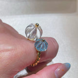 Natural Crystal Pumpkin Bead Ring — Adjustable Twisted Band - floysun
