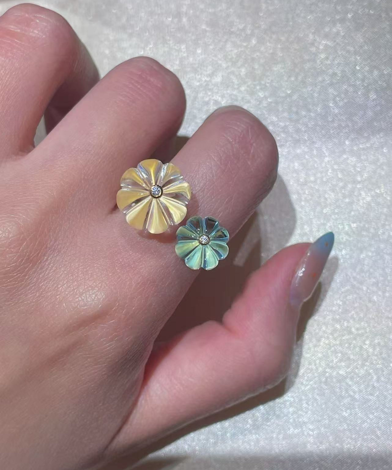 Natural Crystal Pumpkin Bead Ring — Adjustable Twisted Band - floysun