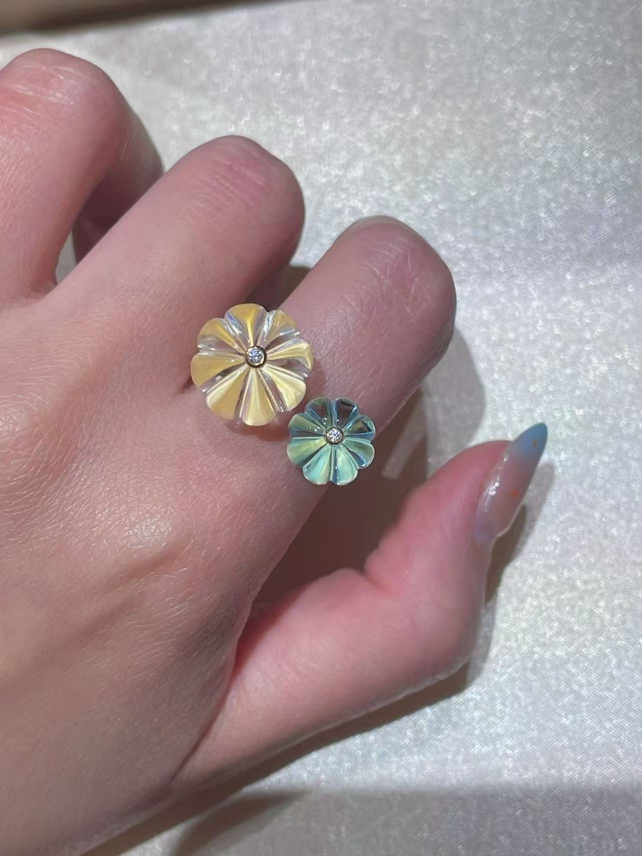 Natural Crystal Pumpkin Bead Ring — Adjustable Twisted Band - floysun