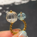 Natural Crystal Pumpkin Bead Ring — Adjustable Twisted Band - floysun