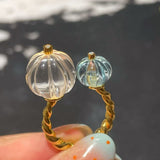 Natural Crystal Pumpkin Bead Ring — Adjustable Twisted Band - floysun