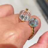 Natural Crystal Pumpkin Bead Ring — Adjustable Twisted Band - floysun
