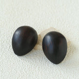 Natural Ebony Wood Sculptural Oval Statement Stud Earrings - floysun