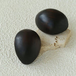Natural Ebony Wood Sculptural Oval Statement Stud Earrings - floysun