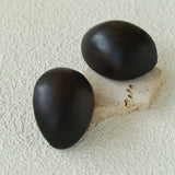 Natural Ebony Wood Sculptural Oval Statement Stud Earrings - floysun