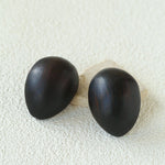 Natural Ebony Wood Sculptural Oval Statement Stud Earrings - floysun