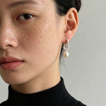 Natural Freshwater Pearl and Cubic Zirconia Interlocking Hoop Earrings - floysun