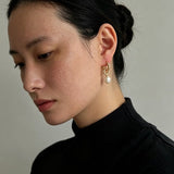 Natural Freshwater Pearl and Cubic Zirconia Interlocking Hoop Earrings - floysun