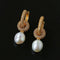 Natural Freshwater Pearl and Cubic Zirconia Interlocking Hoop Earrings - floysun