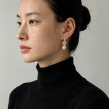 Natural Freshwater Pearl and Cubic Zirconia Interlocking Hoop Earrings - floysun