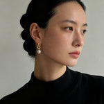 Natural Freshwater Pearl and Cubic Zirconia Interlocking Hoop Earrings - floysun