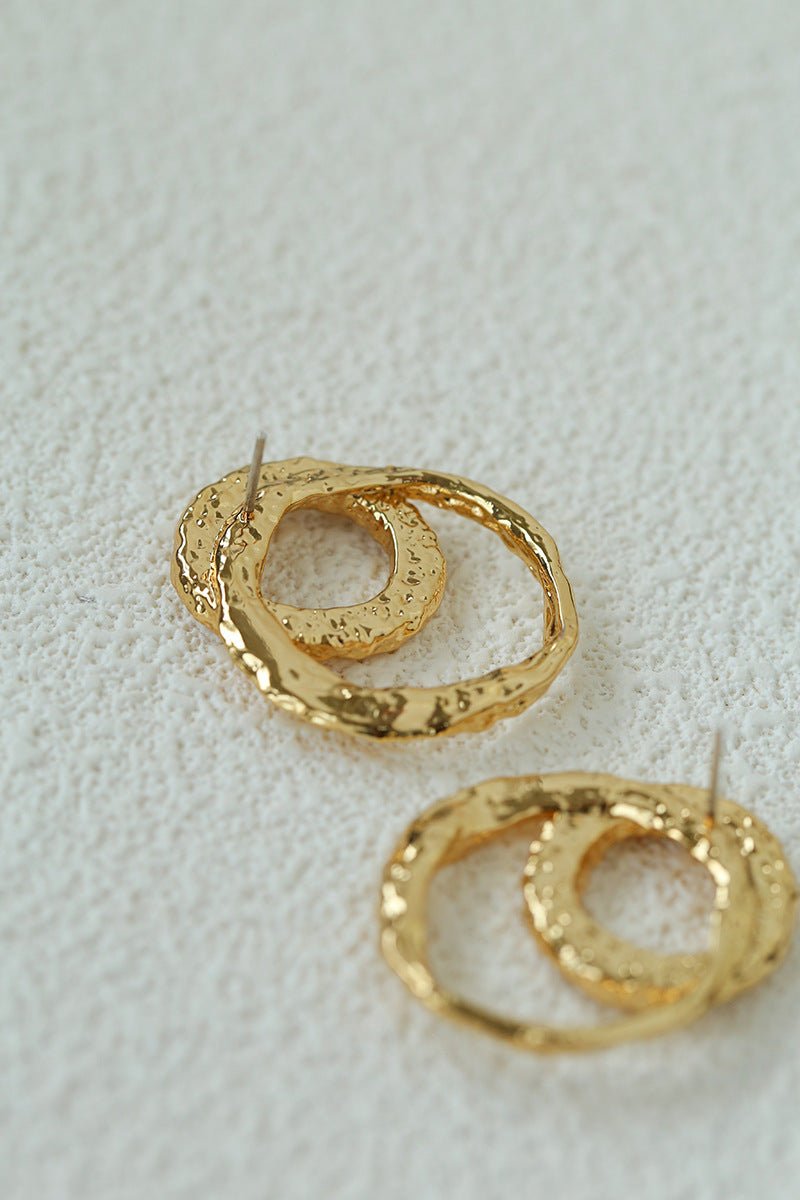 Natural Freshwater Pearl Interlocking Ring Drop Earrings - floysun