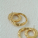 Natural Freshwater Pearl Interlocking Ring Drop Earrings - floysun