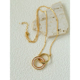 Natural Freshwater Pearl Interlocking Ring Pendant Necklace - floysun