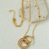 Natural Freshwater Pearl Interlocking Ring Pendant Necklace - floysun