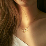 Natural Freshwater Pearl Interlocking Ring Pendant Necklace - floysun