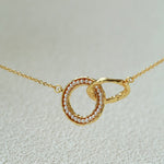 Natural Freshwater Pearl Interlocking Ring Pendant Necklace - floysun