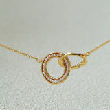 Natural Freshwater Pearl Interlocking Ring Pendant Necklace - floysun