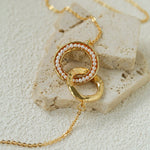 Natural Freshwater Pearl Interlocking Ring Pendant Necklace - floysun